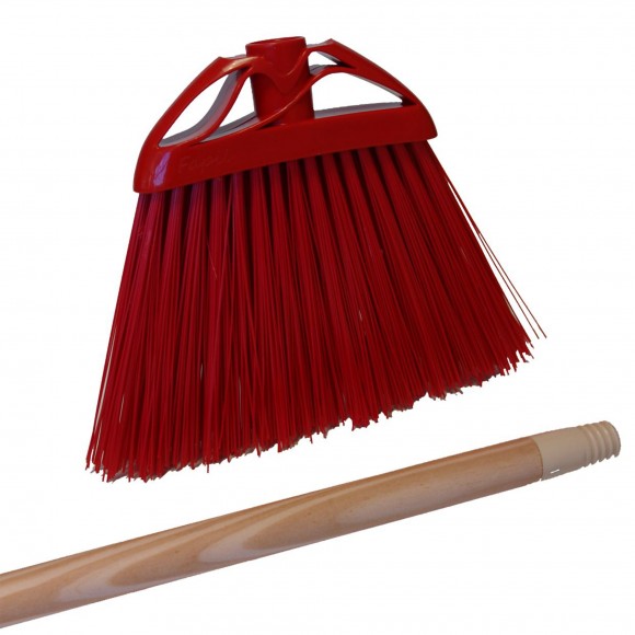 Vassoura Espalmada Extra Rosa Cabo Madeira FAPIL