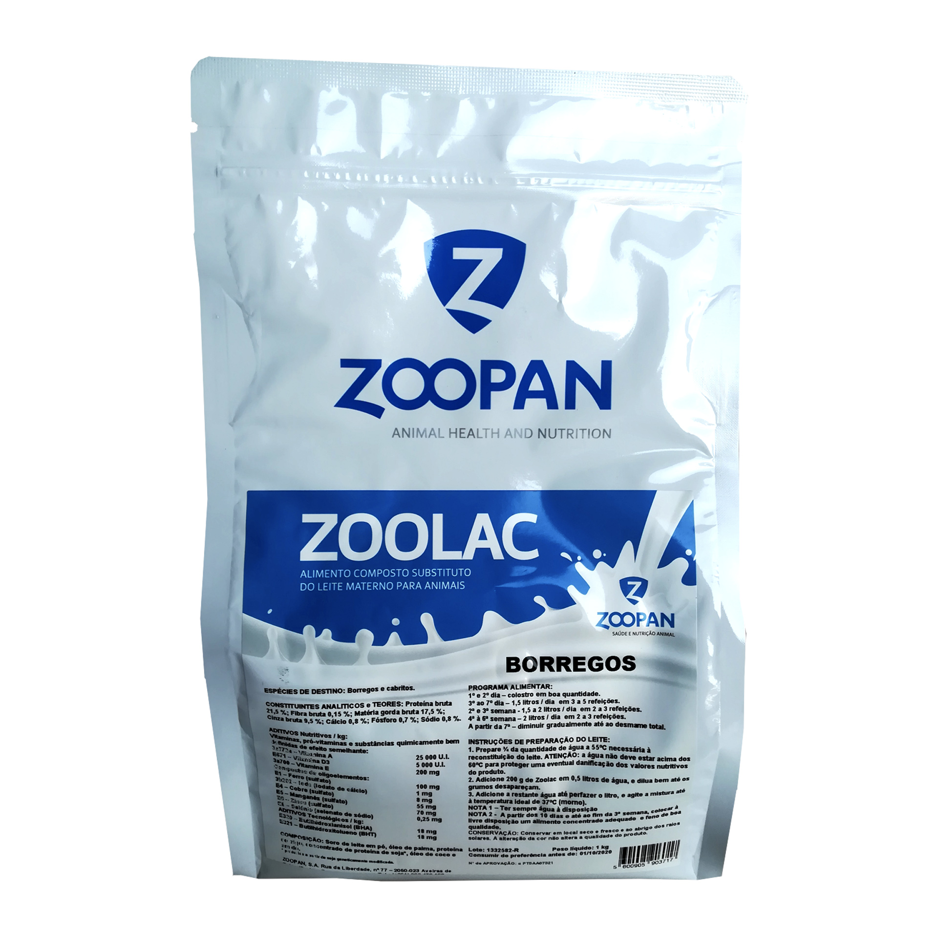 Leite Substituição Para Borregos 1 KG ZOOPAN