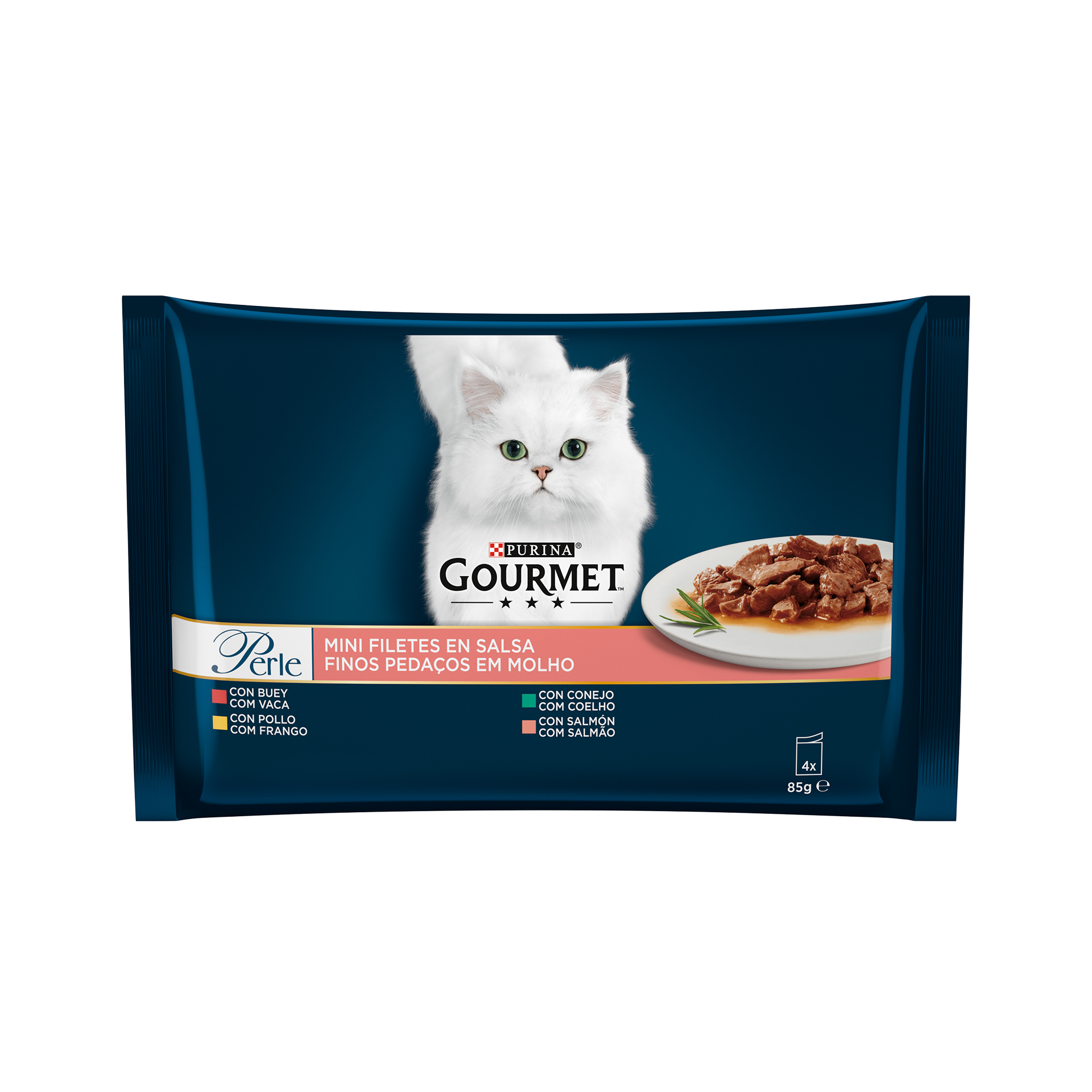 Alimento Húmid Gat Molho Vaca 4X85 G GOURMET PERLE