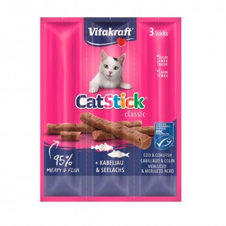 SNACK PARA GATO MINI BACALHAU E ATUM 3 UN