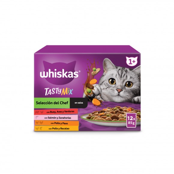 ALIMENTO HMIDO P/ GATO TASTY CHEF 12X85 GR