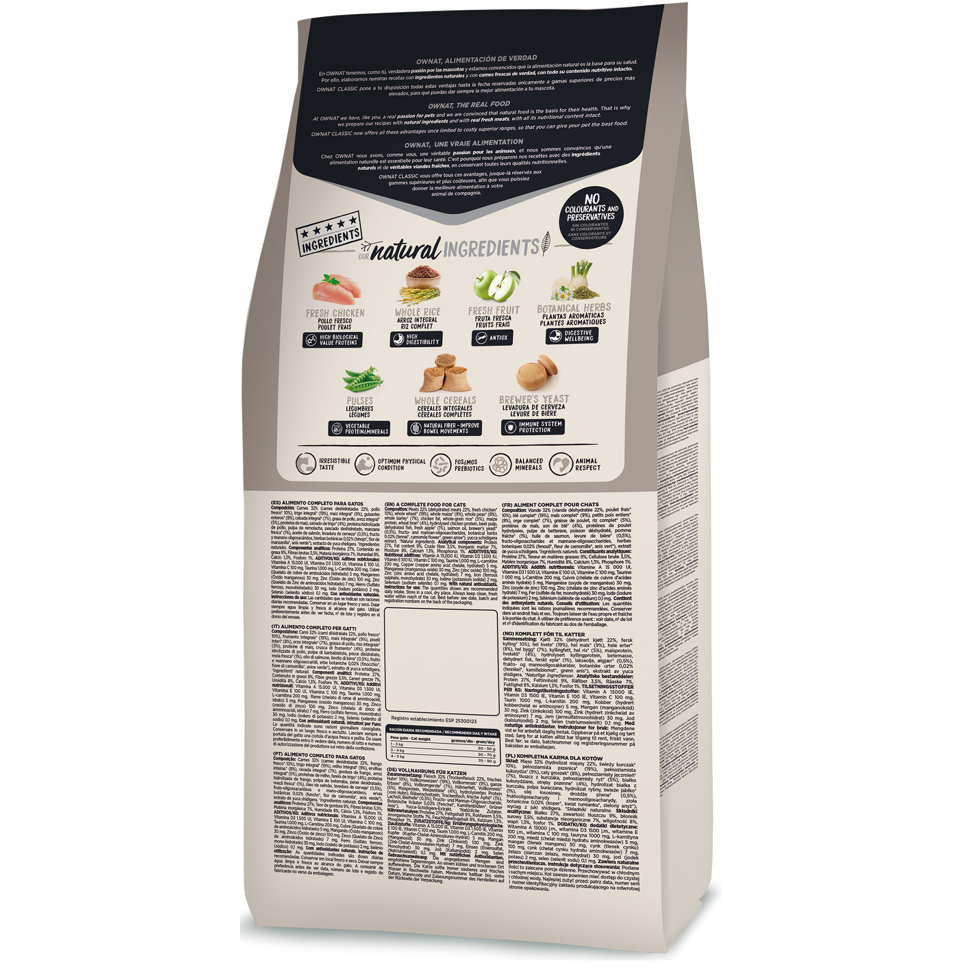 Alimento Seco Para Gato Classic Light 1,5 KG OWNAT