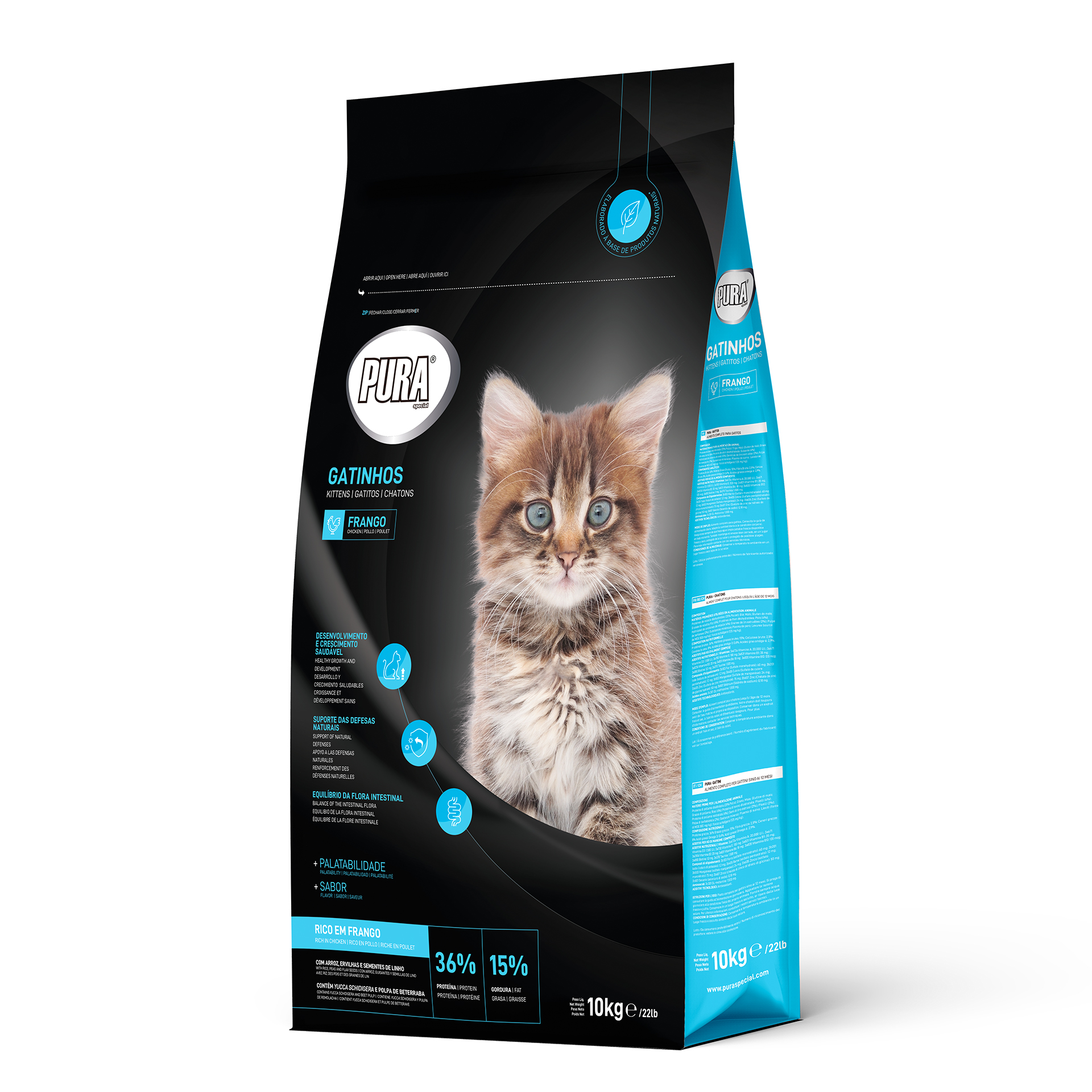Alimento Seco para Gatinhos Frango 1,5 KG PURA SPECIAL