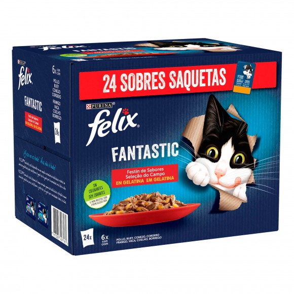 Alimento H�mid Gato Fantastc Favorit 24X85 G FELIX