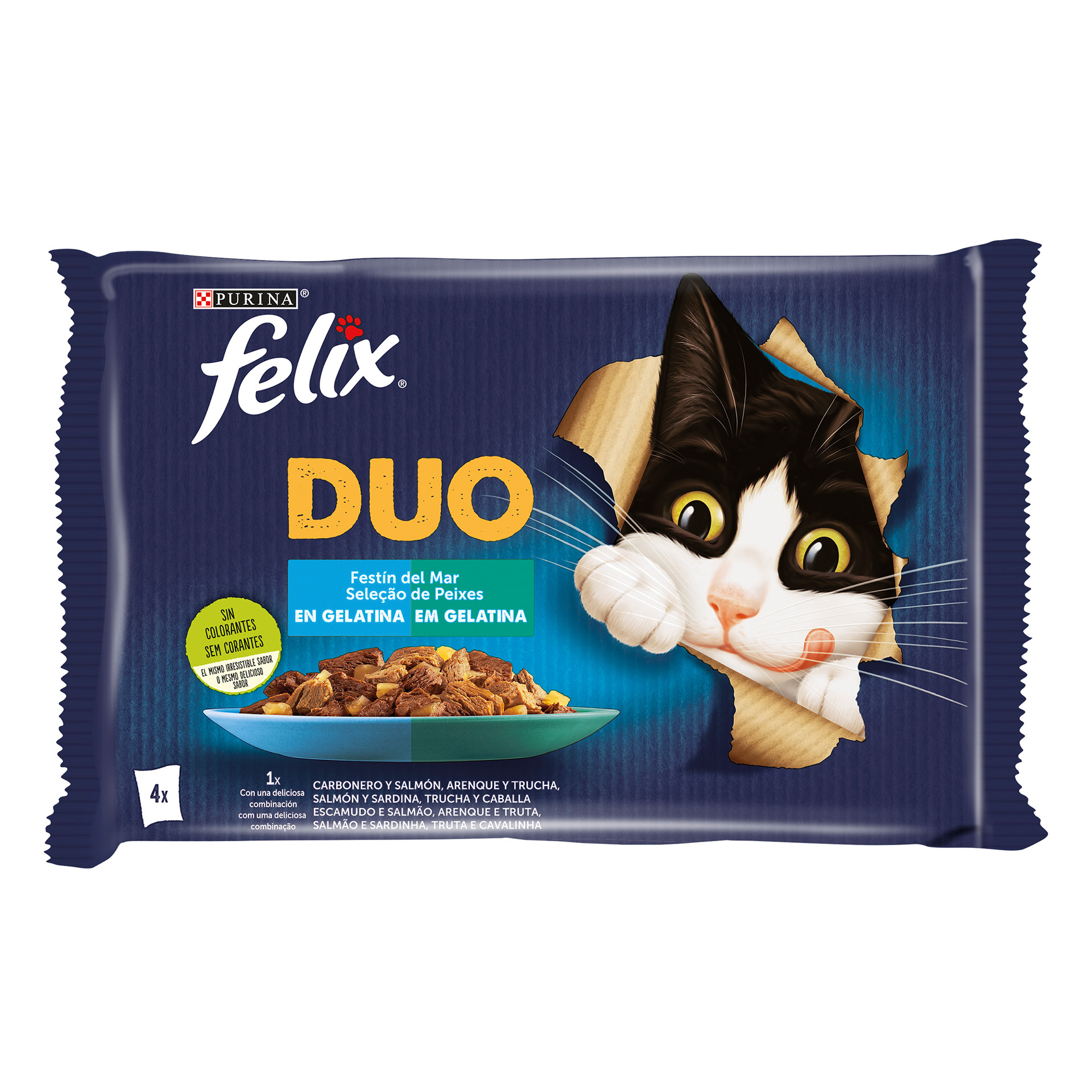 ALIMENTO HÚMIDO PARA GATO FANTAST DUO PEIXE 4X85 G