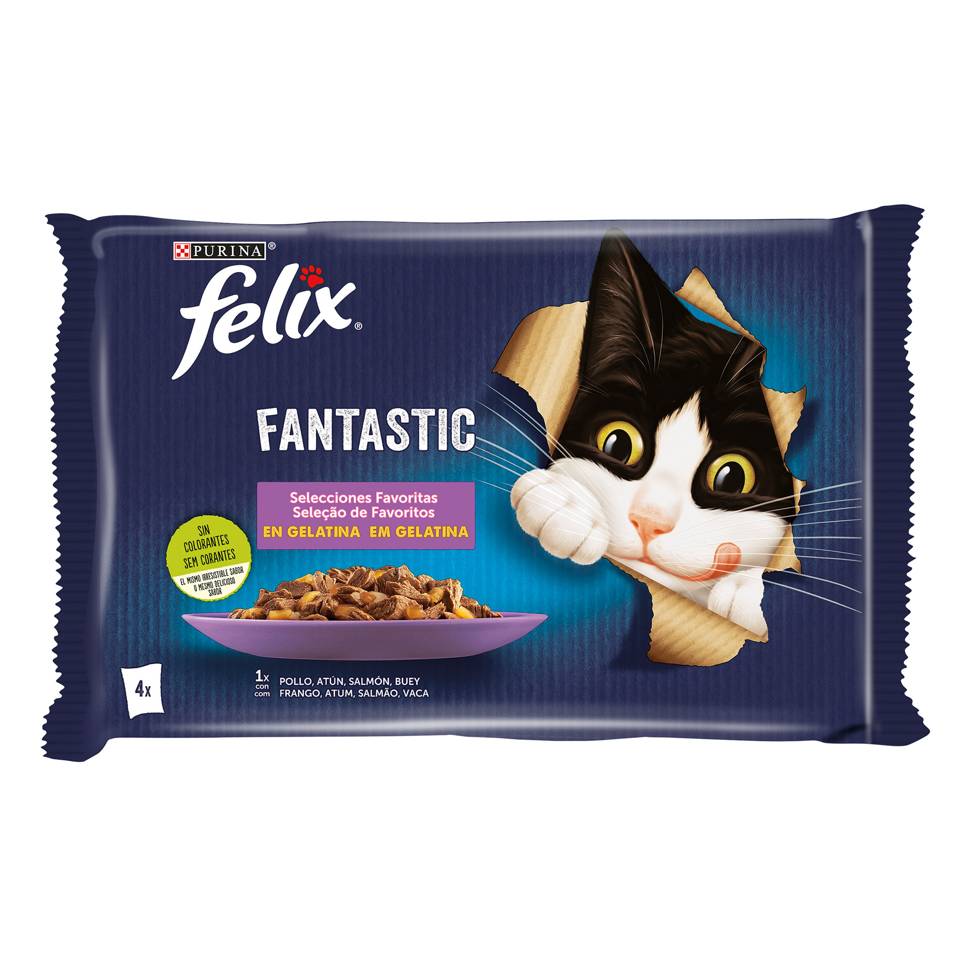ALIMENTO HÚMIDO PARA GATO FANTASTIC FAVORIT 4X85 G