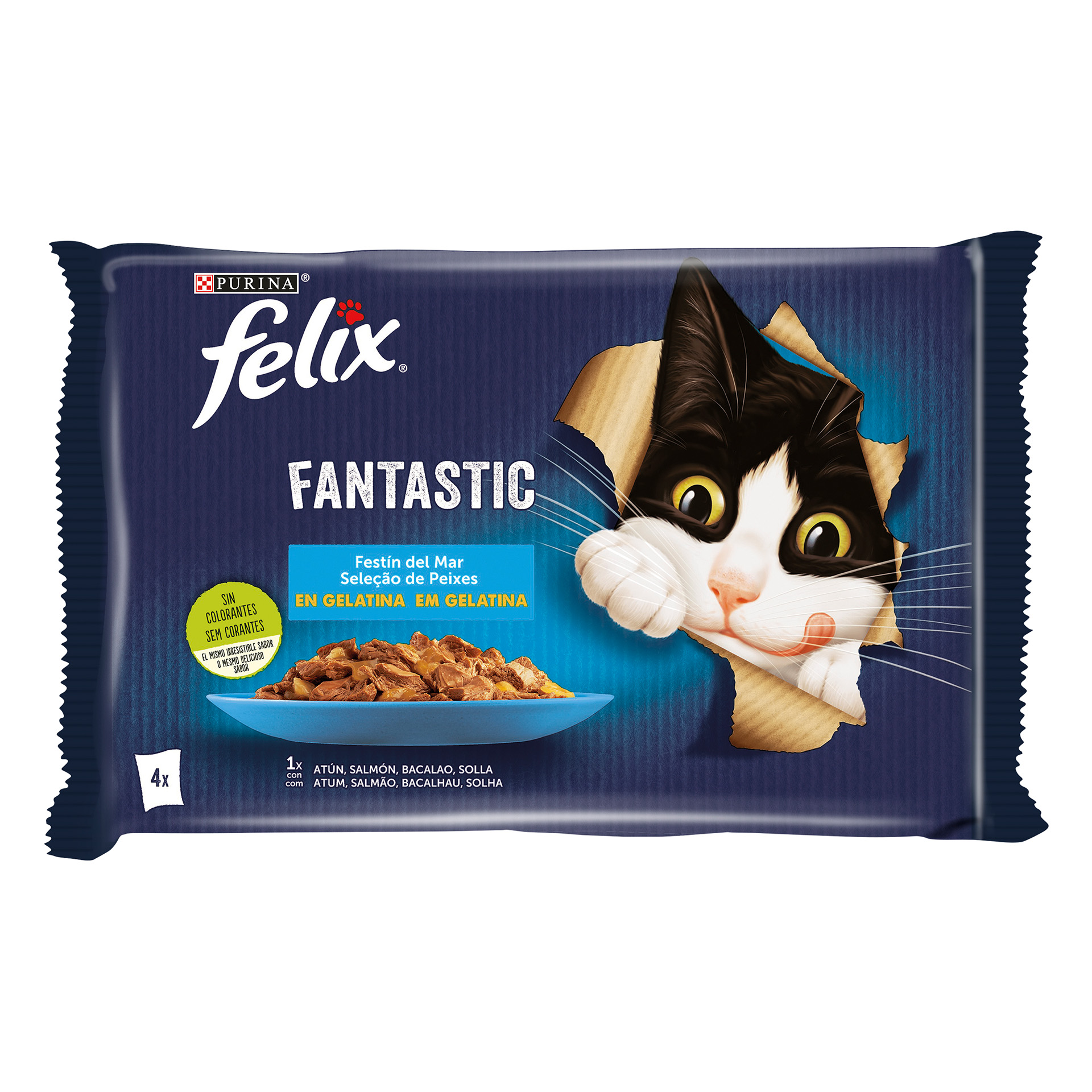 Alimento Húmido Gato Fantastic Peixes 4X85 G FELIX