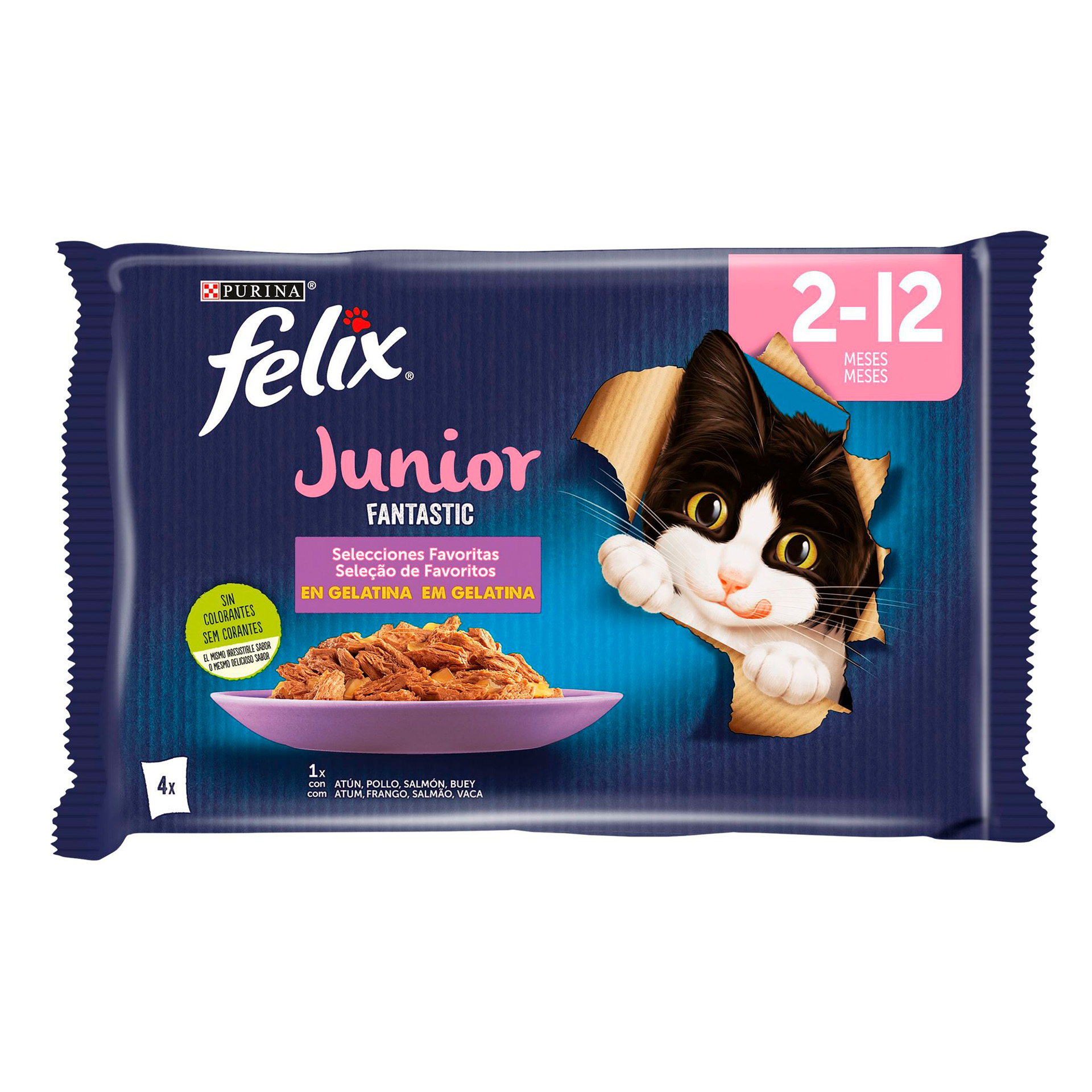 ALIMENTO HÚMIDO PARA GATINH FANTSTC GELHADS 4X85 G
