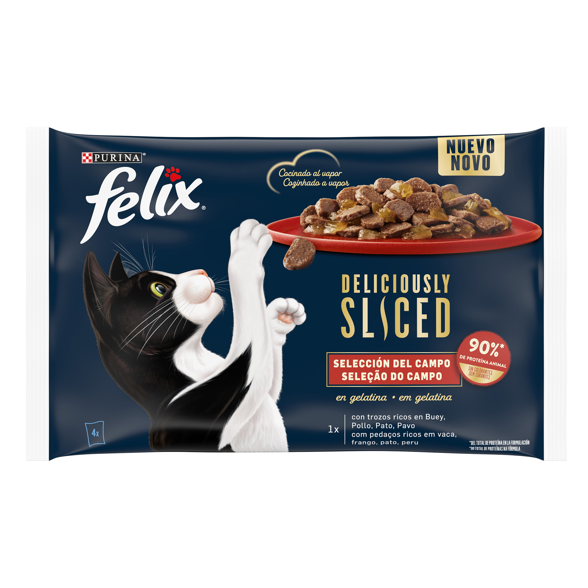 Alimento Húmido Gato Deliciousl Campo 4X80 G FELIX