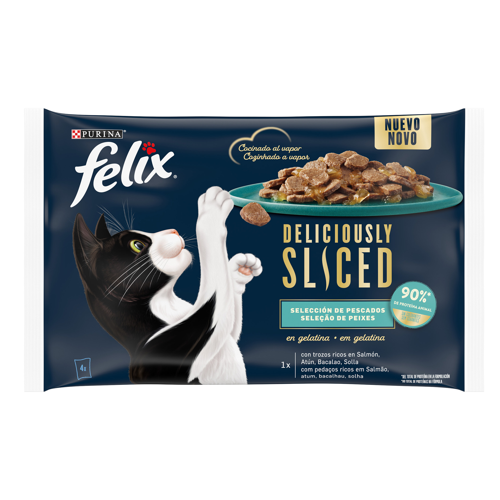 Alimento Húmido Gato Delic Peixes 4X80 G FELIX