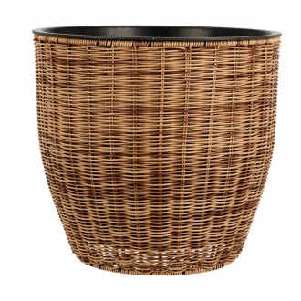 Vaso Redondo Rattan Castanho Grande