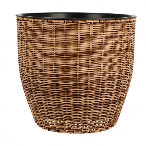 Vaso Redondo Rattan Castanho Pequeno