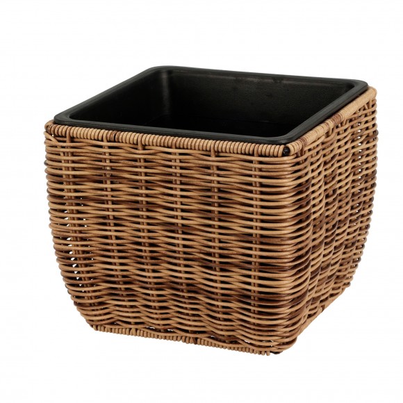 Vaso Quadrado Rattan Castanho Grande