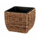 Vaso Quadrado Rattan Castanho Grande