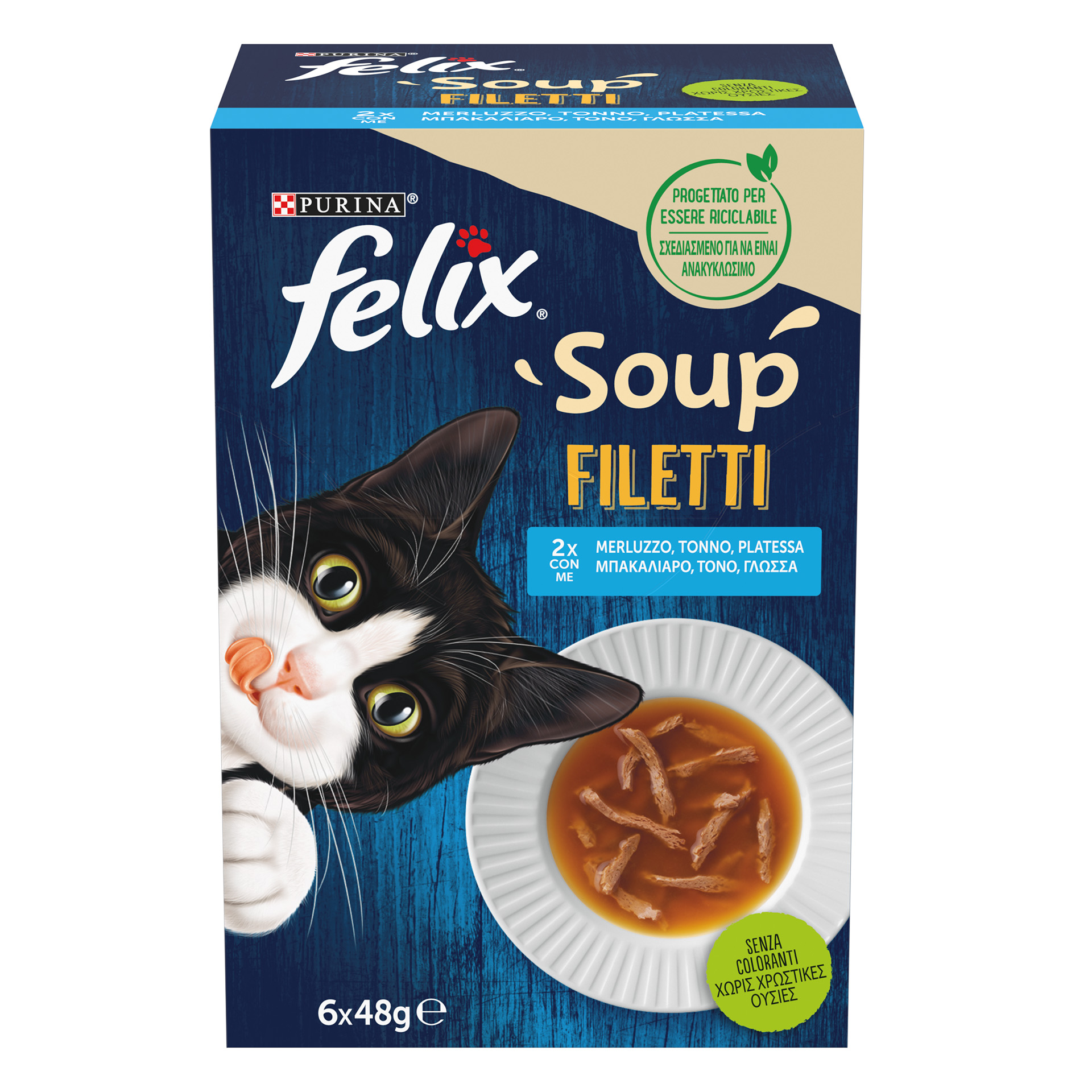 Alimento Húmid Gat Soup Filetti Peixe 6X48 G FELIX