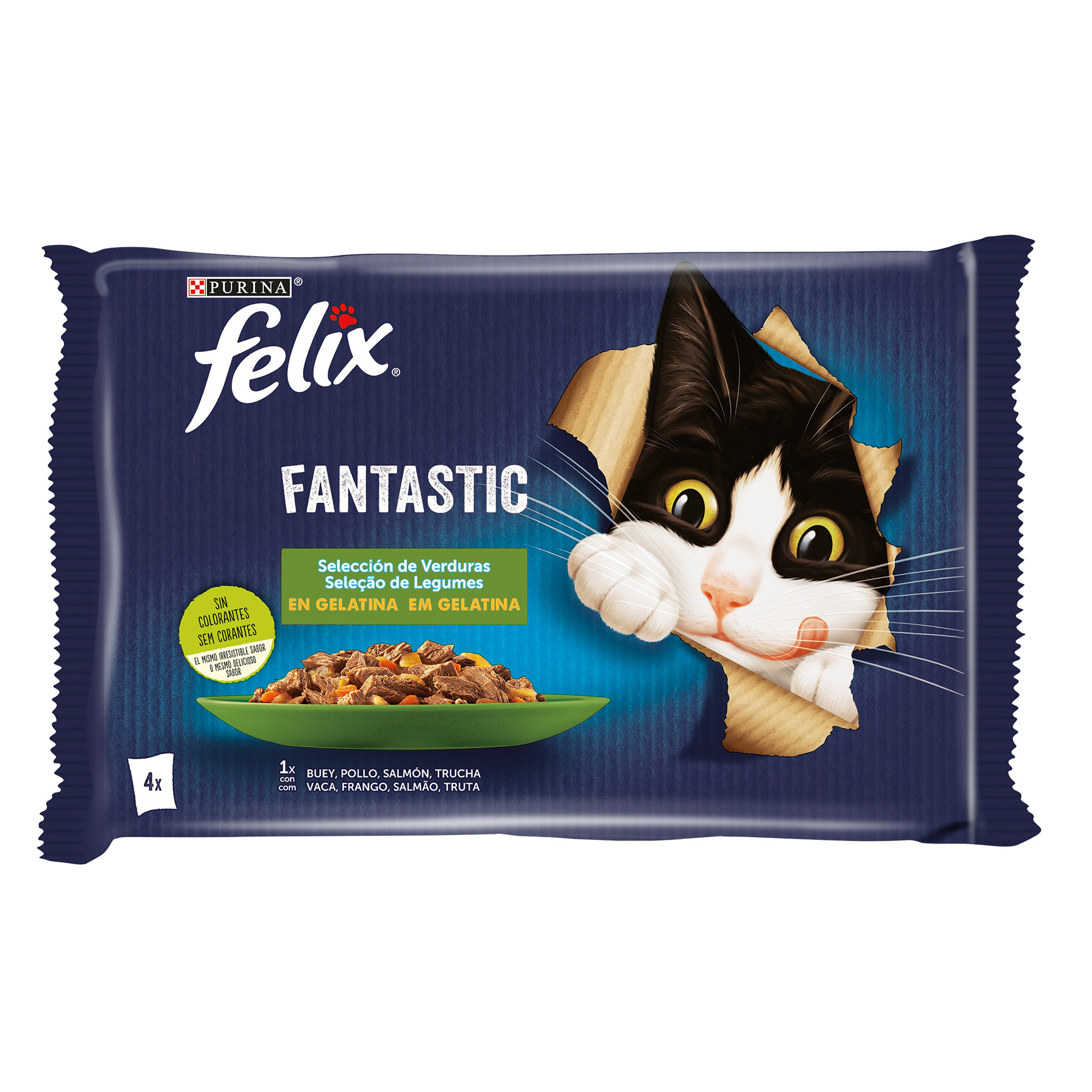 ALIMENTO HÚMIDO PARA GATO FANTASTIC LEGUMES 4X85 G