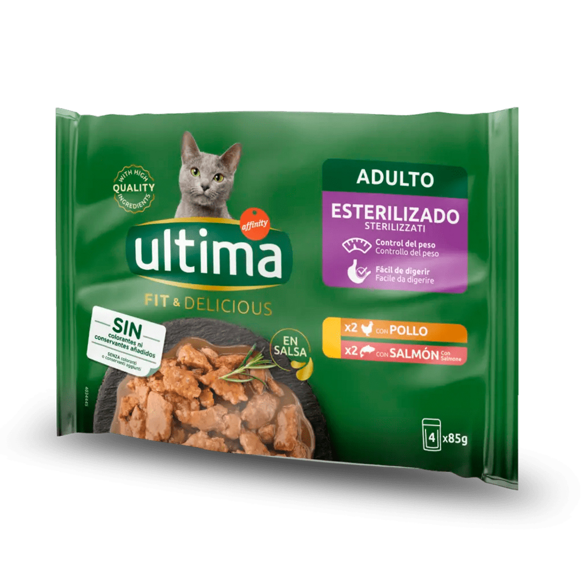 Alimento Húmid Gat Est Frango/Salmão 4X85 G ULTIMA