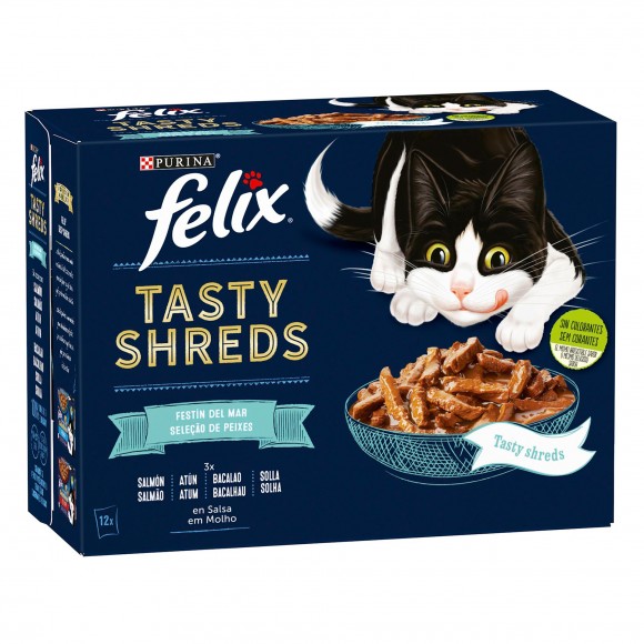 Alimento H�mid Gato Tasty Shrds Peix 12X80 G FELIX