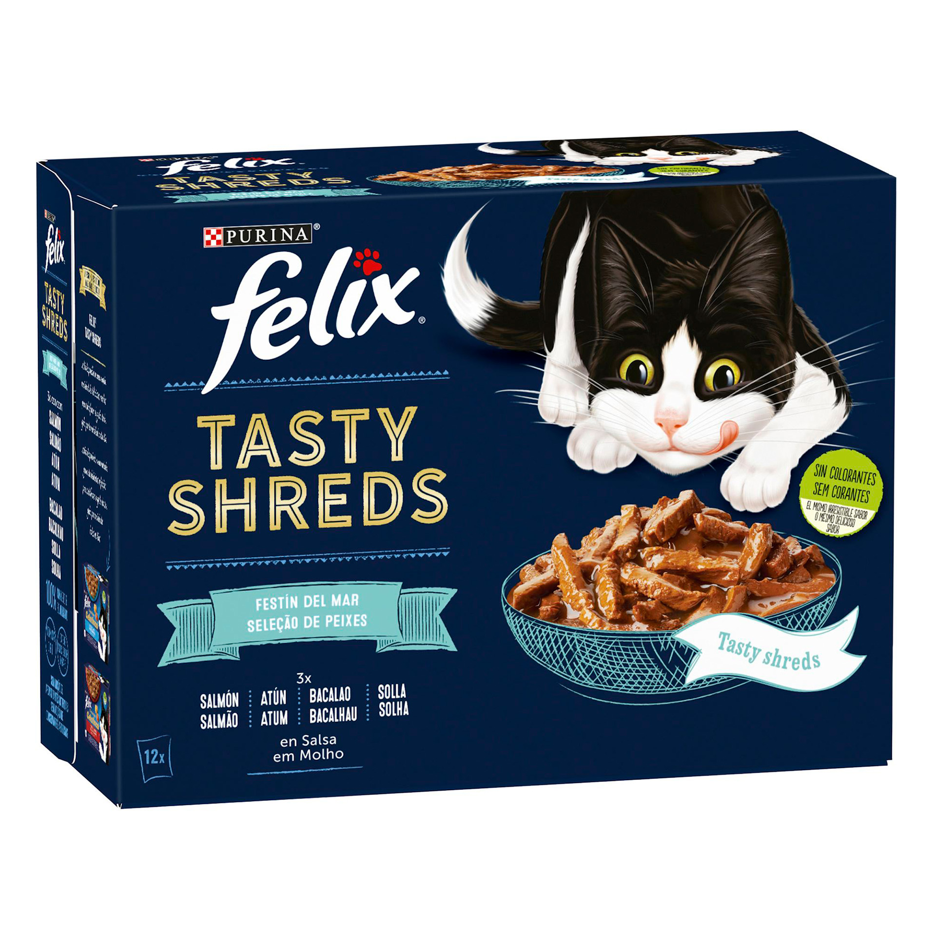 Alimento Húmid Gato Tasty Shrds Peix 12X80 G FELIX