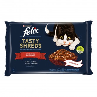 Alimento Hmid Gat Tasty Shreds Carne 4X80 G FELIX