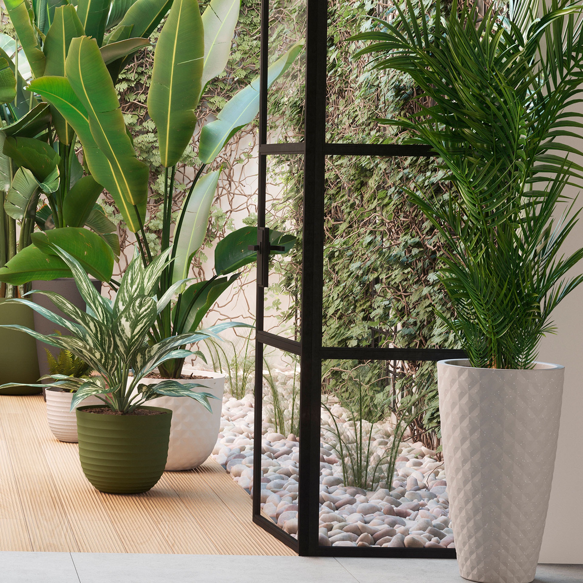 Vaso Havana Tropical 70 CM Cinza ARTEVASI