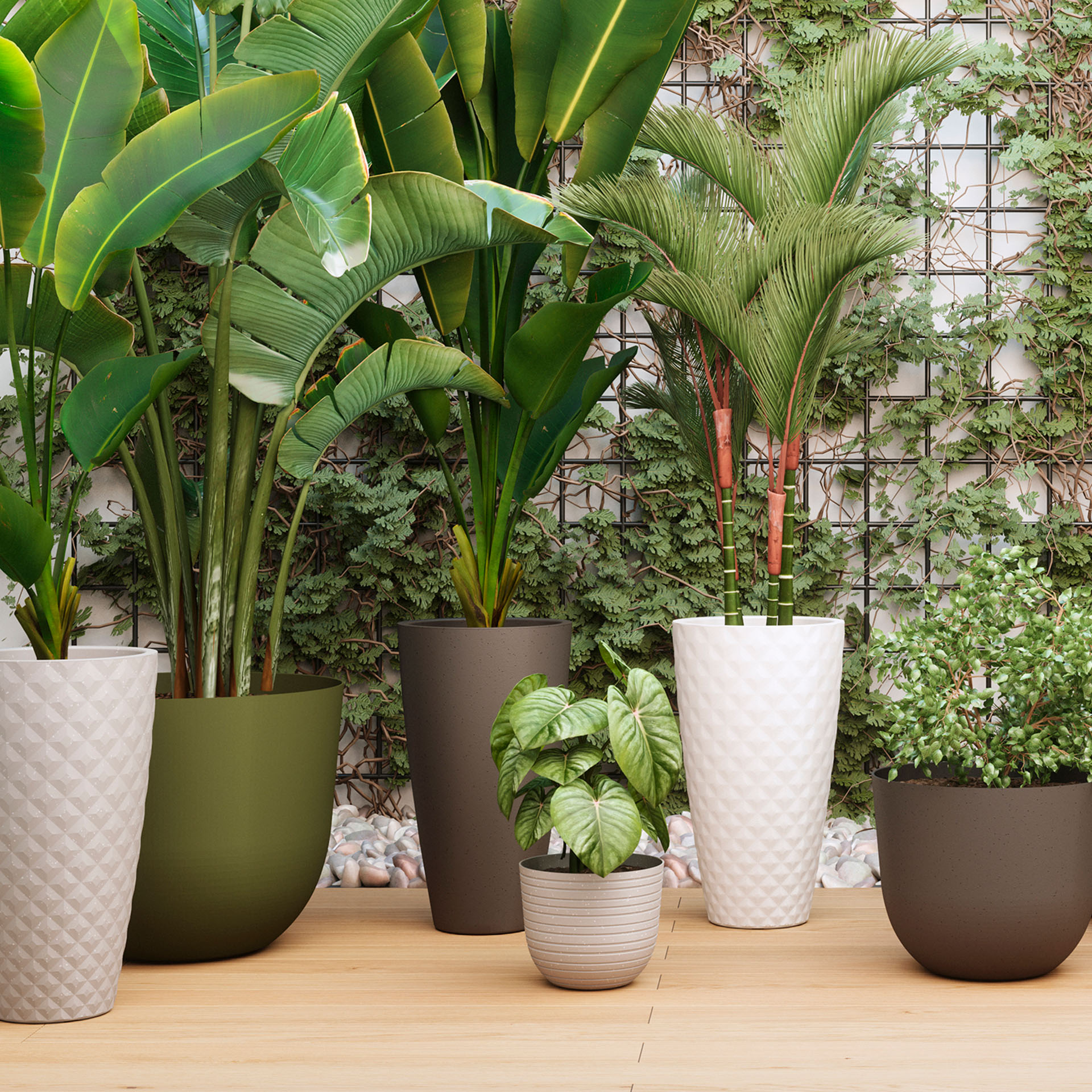 Vaso Havana Tropical 70 CM Cinza ARTEVASI