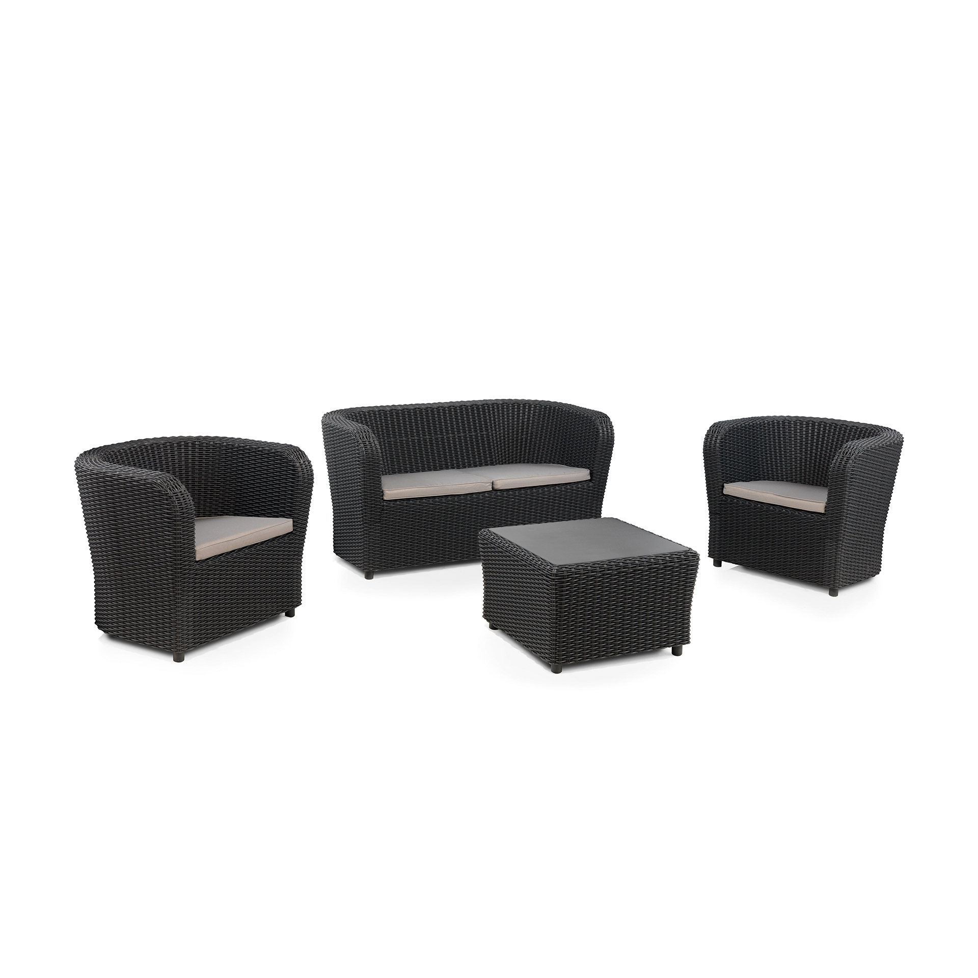 Conjunto Confort Sofá+2 Cadeiras + Mesa Antracite