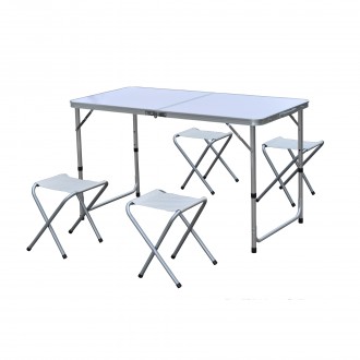 MESA ALUMINO COM 4 CADEIRAS 120X60X67 CM