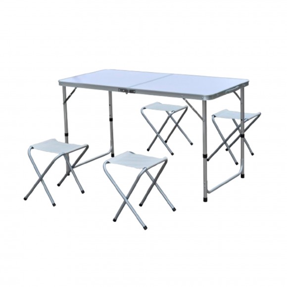 MESA ALUMINO COM 4 CADEIRAS 120X60X67 CM