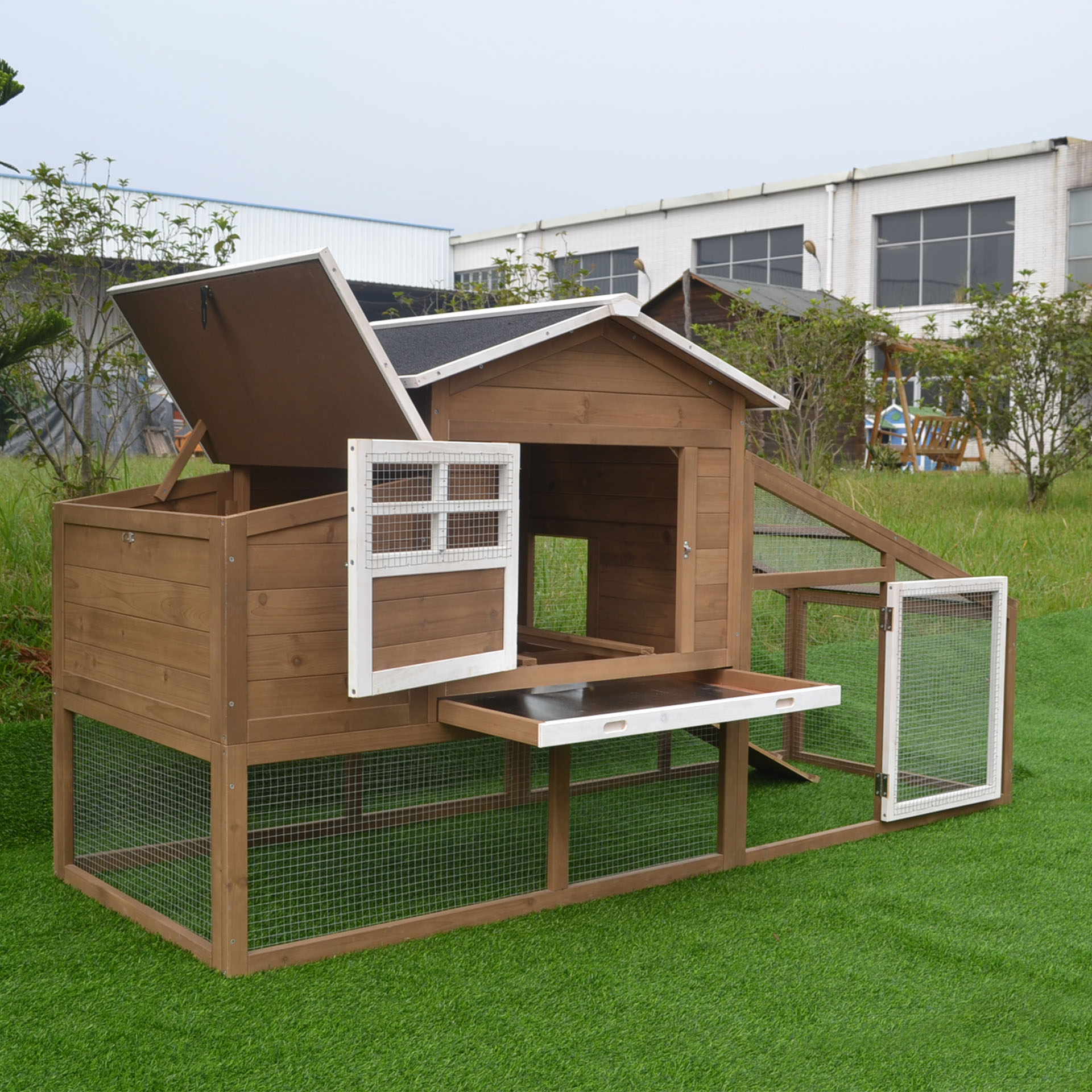 GAIOLA EM MADEIRA PARA GALINHAS MODELO PARQUE CINZ