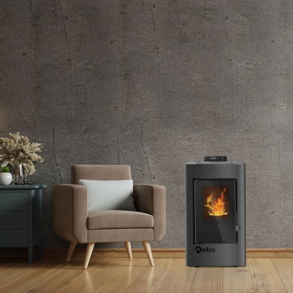 SALAMANDRA A PELLETS RIVIEIRA 13 KW CINZA