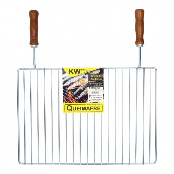 Grelha Churrasco Zinco Com 2 Pegas de Madeira 50X3