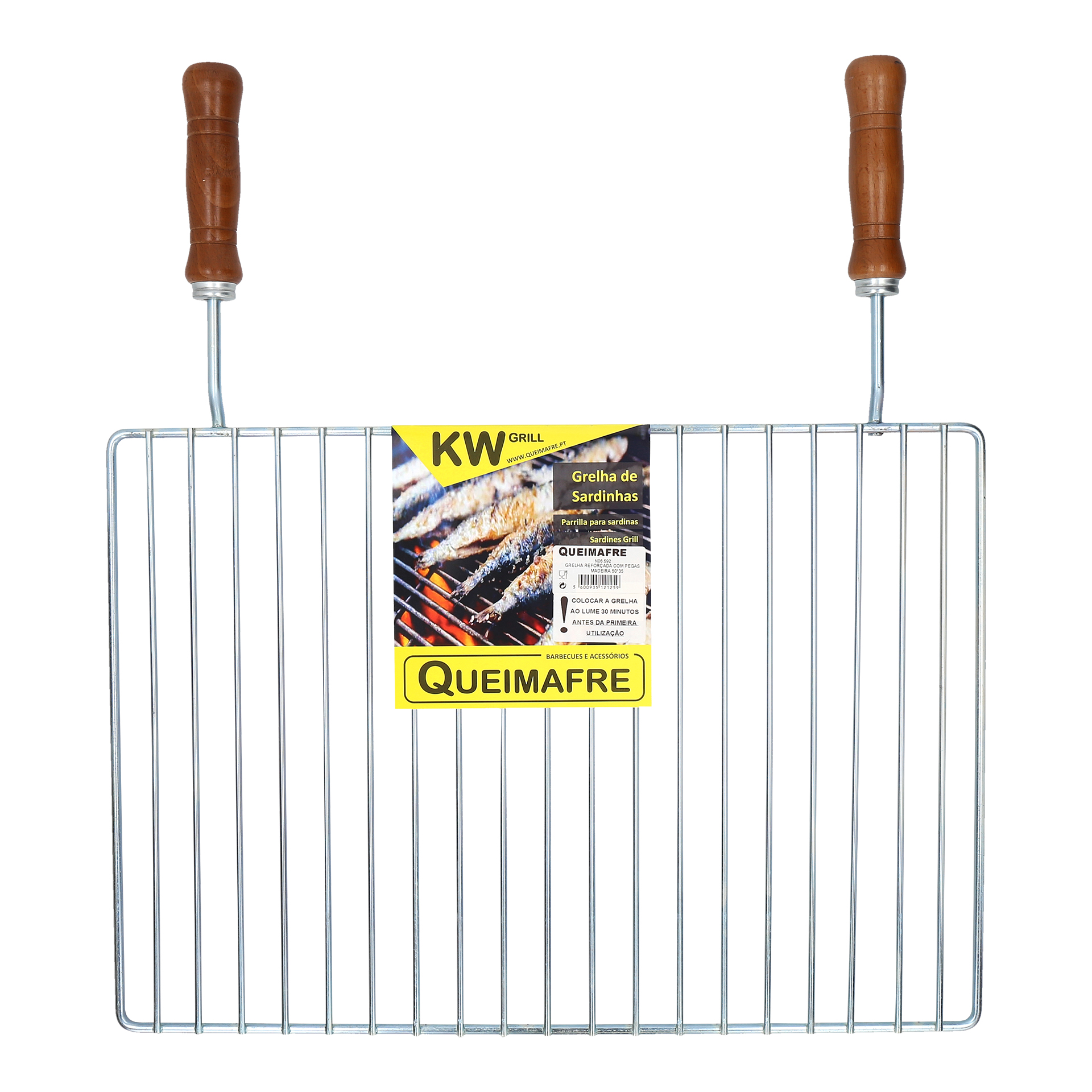 Grelha Churrasco Zinco Com 2 Pegas de Madeira 50X3