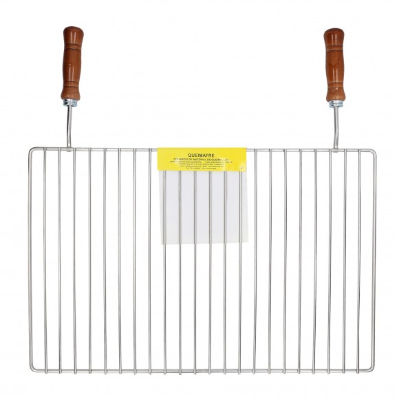 GRELHA CHURRASCO INOX COM 2 PEGAS