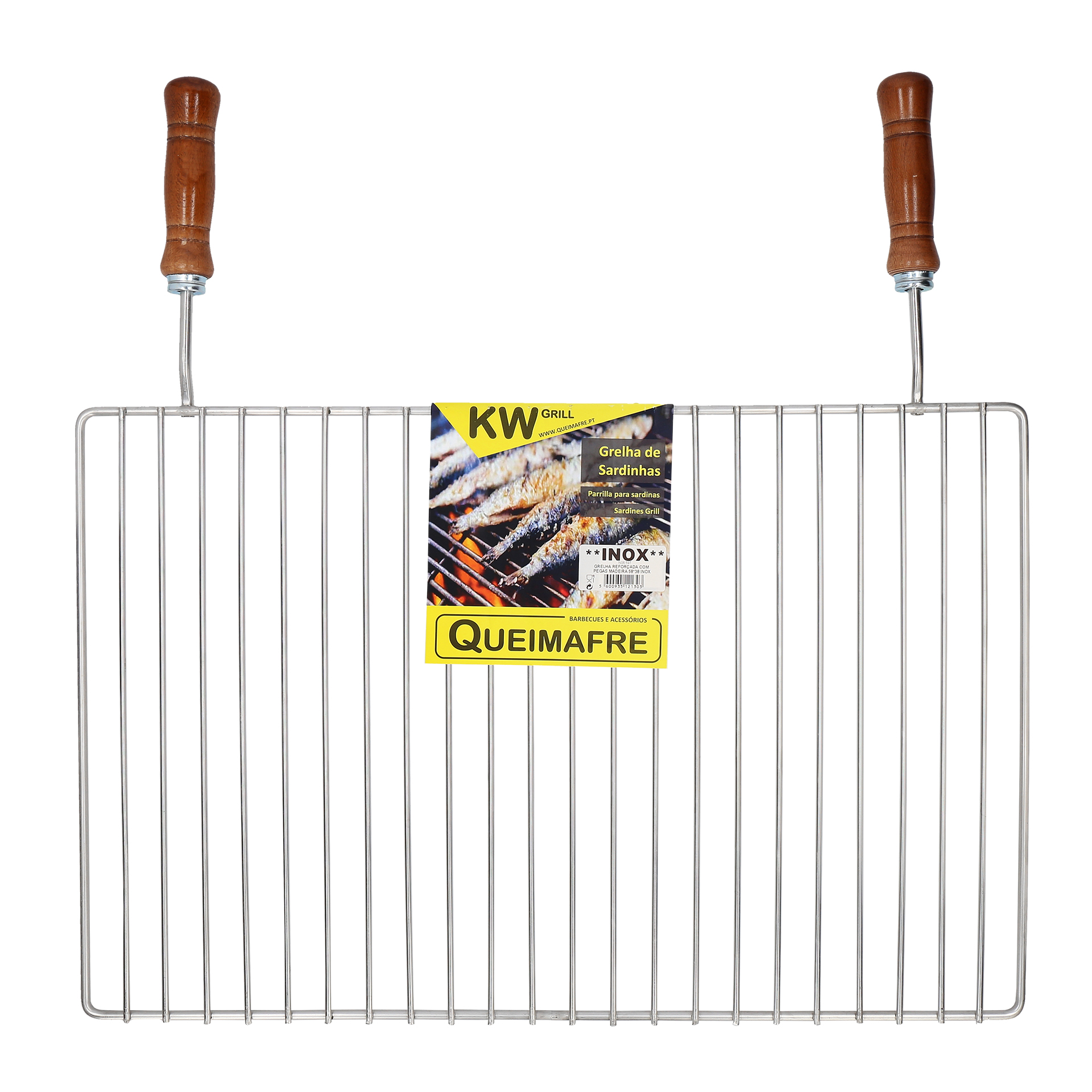 Grelha Churrasco Inox Com 2 Pegas 58X38 CM