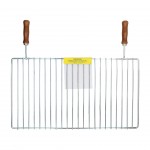 GRELHA COM PEGA DE MADEIRA 68X38 CM