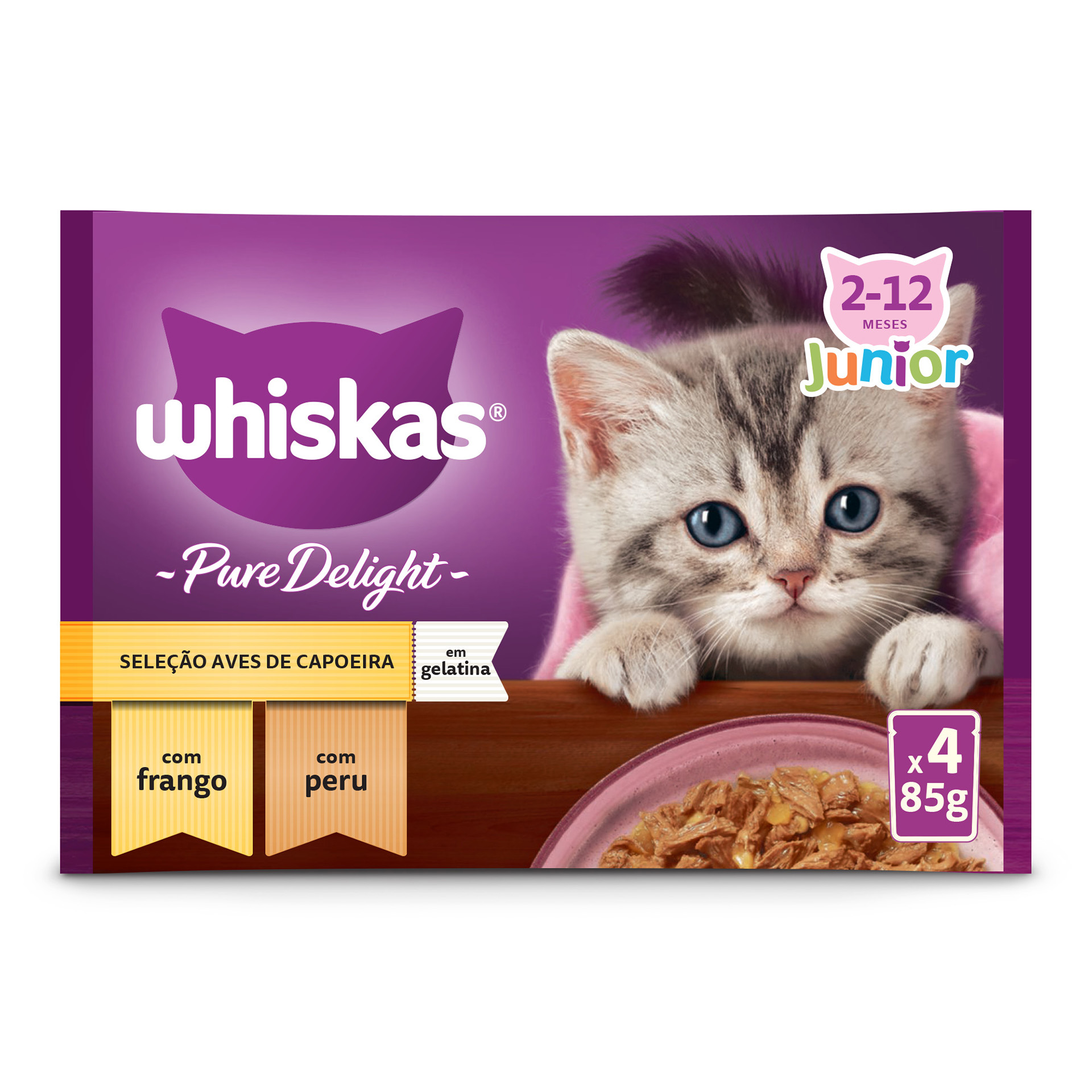 Alimento Húmido Para Gatinho Aves 4X85 G WHISKAS