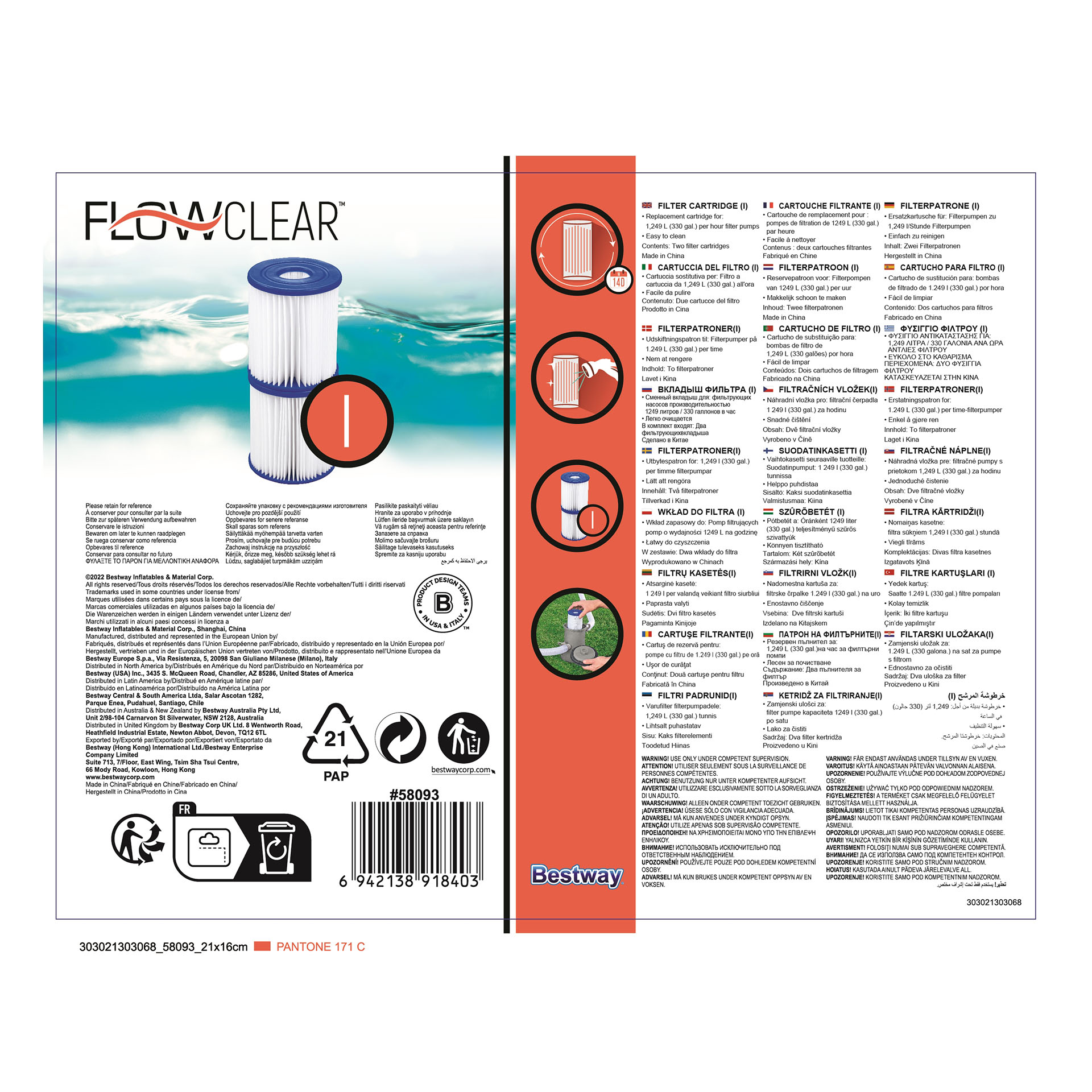 Cartucho I Para Filtro 2 UN BESTWAY