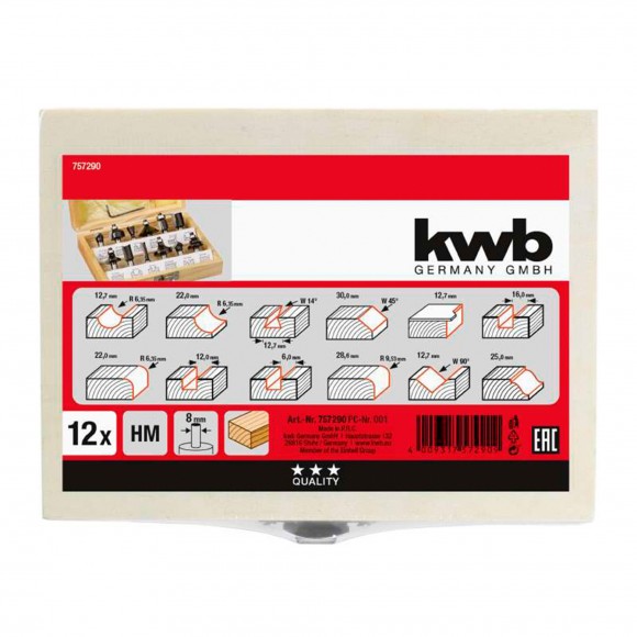 Kit 12 Fresas Sortidas 8MM KWB Kit 12 Fresas Sortidas 8MM KWB