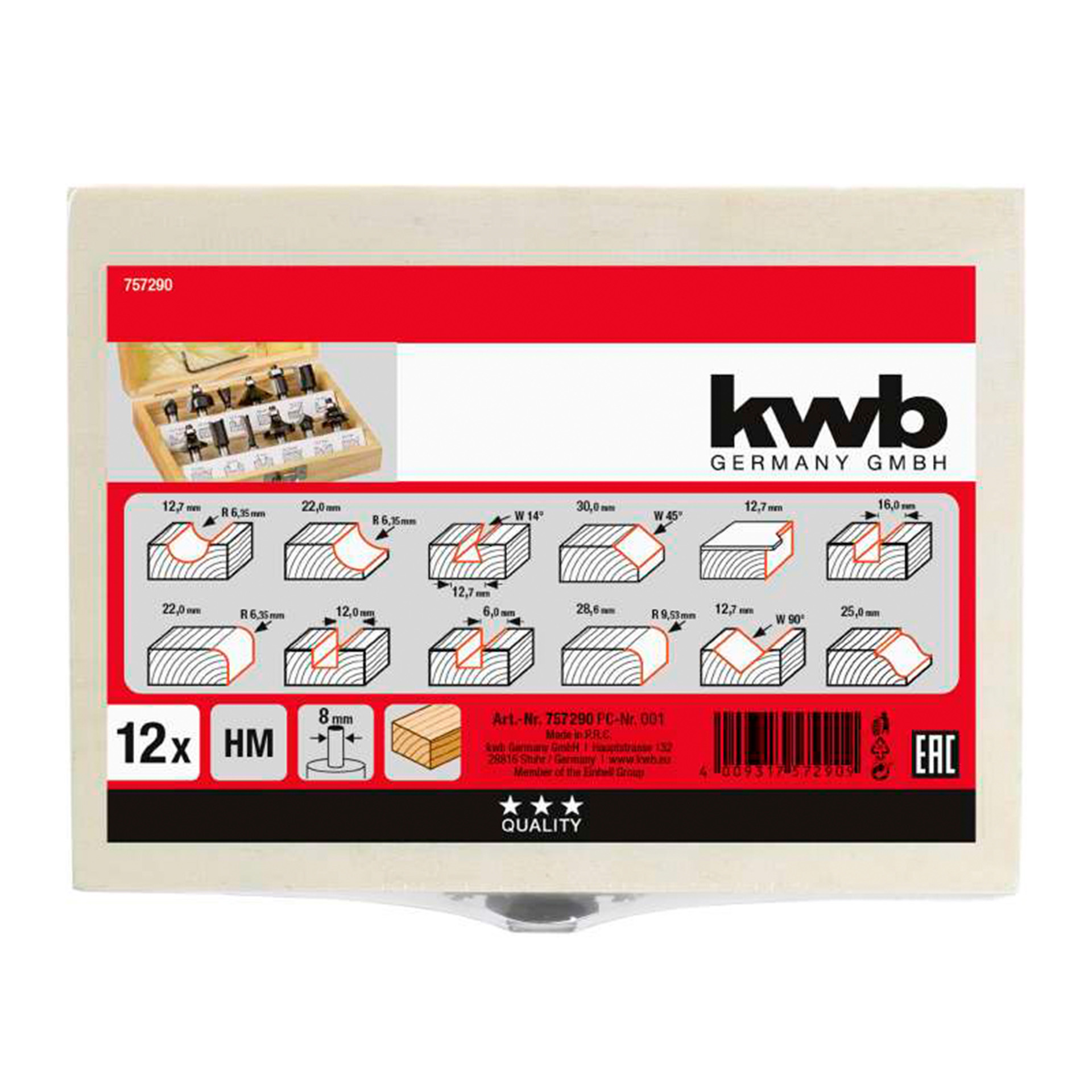 Kit 12 Fresas Sortidas 8MM KWB