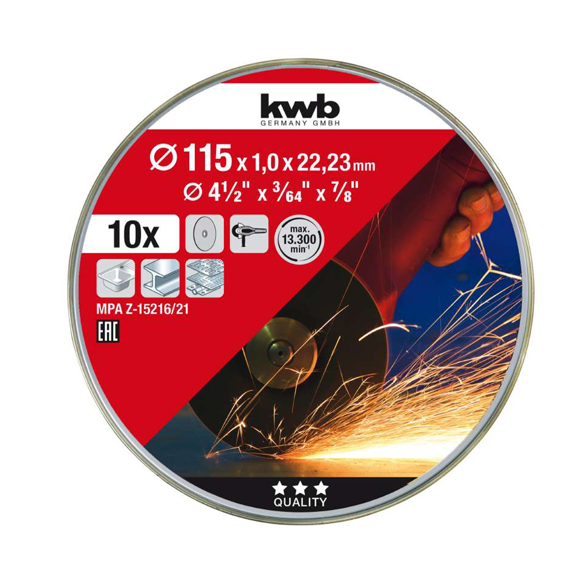 10 Disco Inox 115X1 KWB