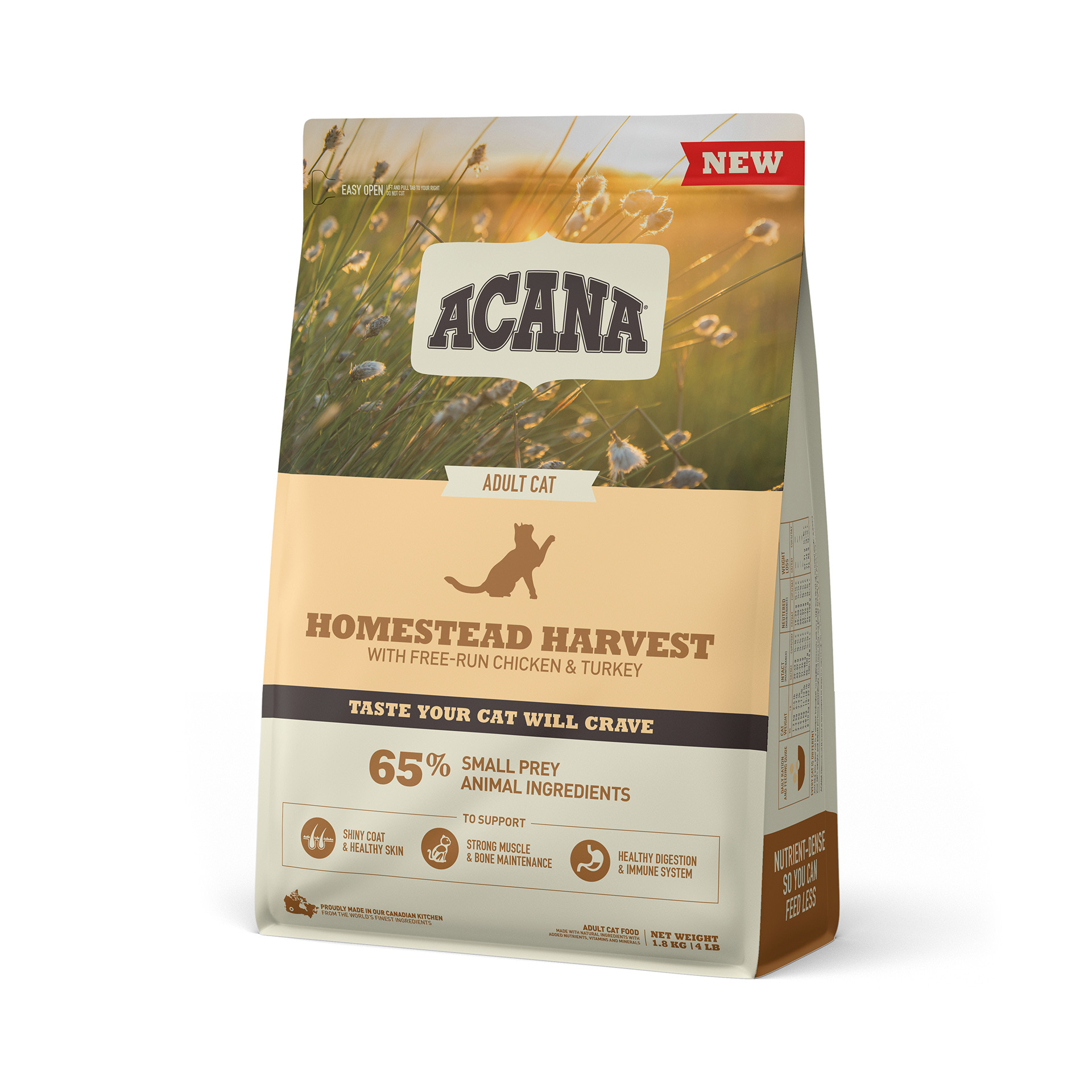 Alimento Seco Para Gato Frango e Peru 1,8 KG ACANA