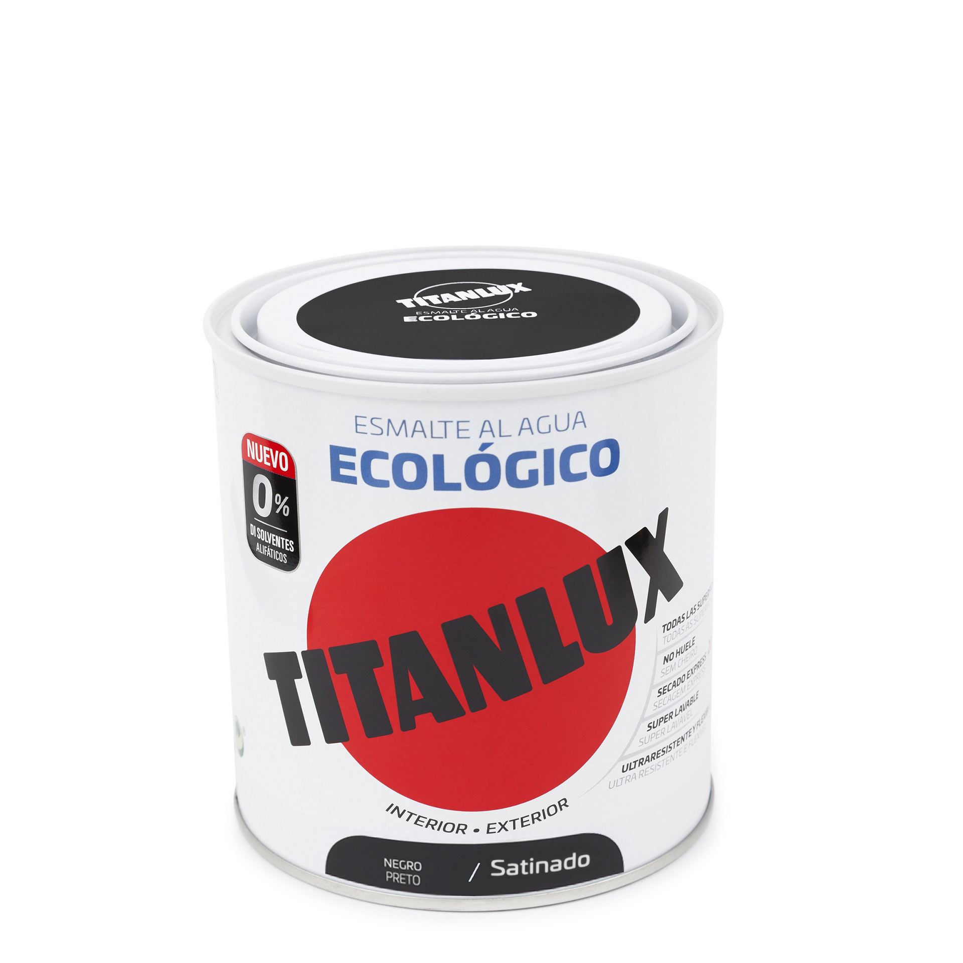 Esmalte ecológico satinado preto 250ML TITANLUX