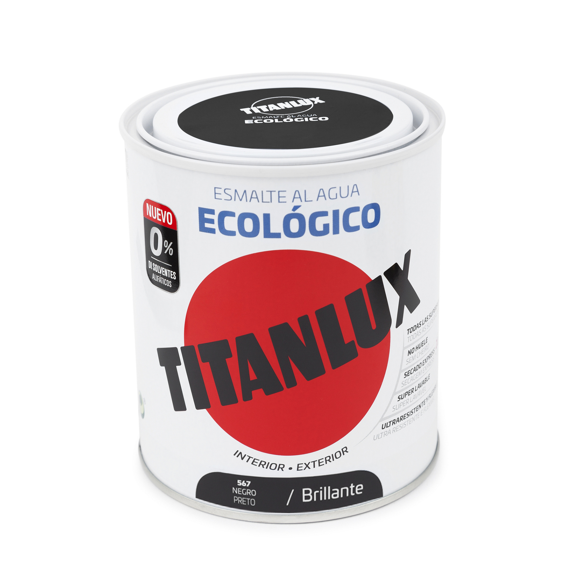 Esmalte ecológico brilhante preto 750ML TITANLUX