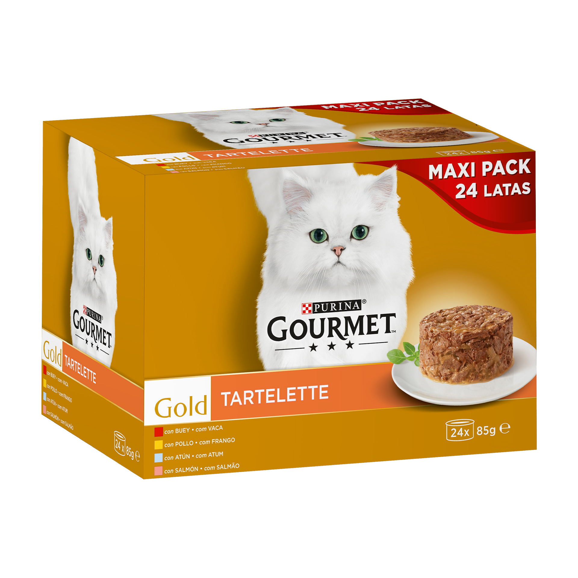 Alim Húm Gato Vaca/Frang/atum 24X85 G GOURMET GOLD