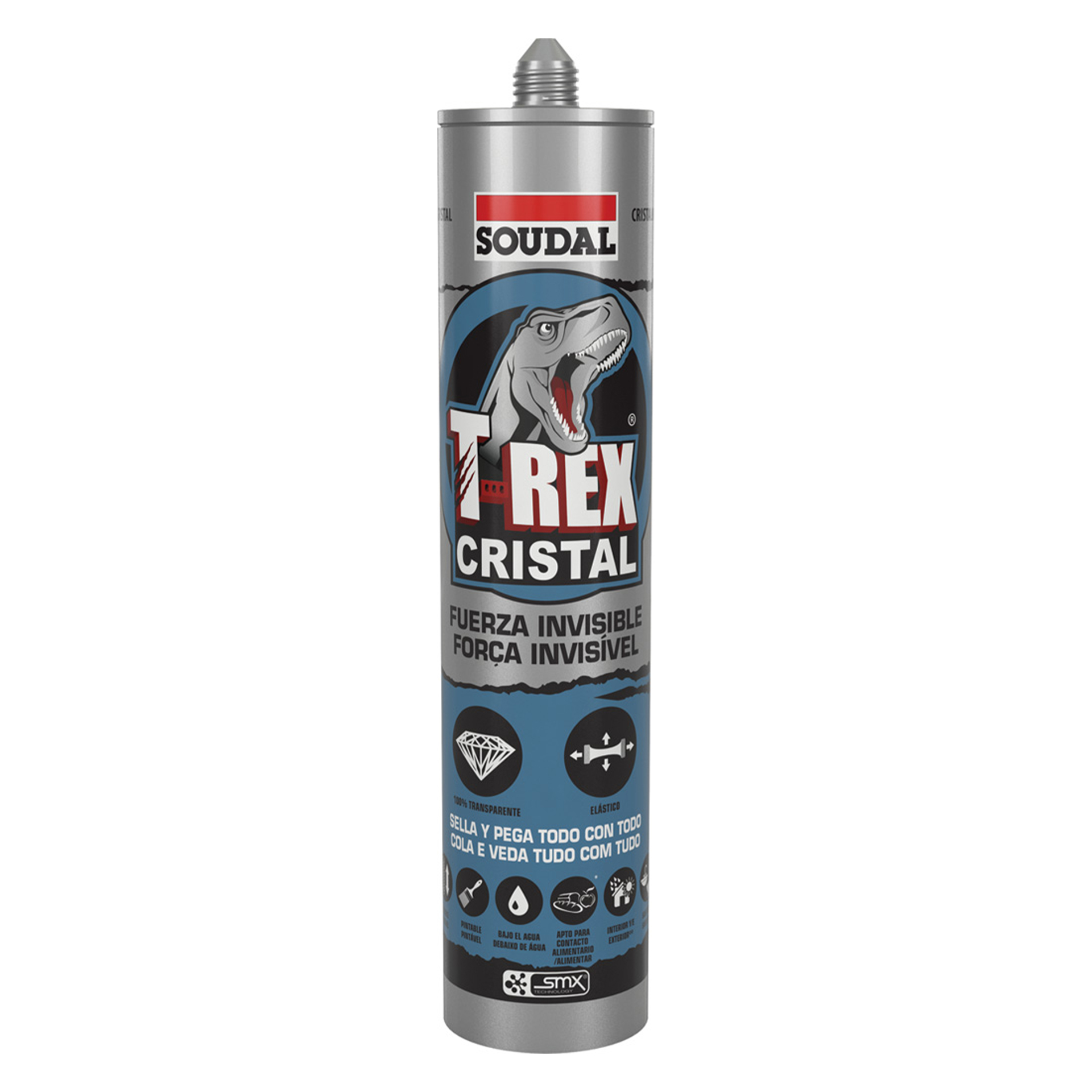 Silicone Cola Forte T-Rex Cristal SOUDAL 290ML