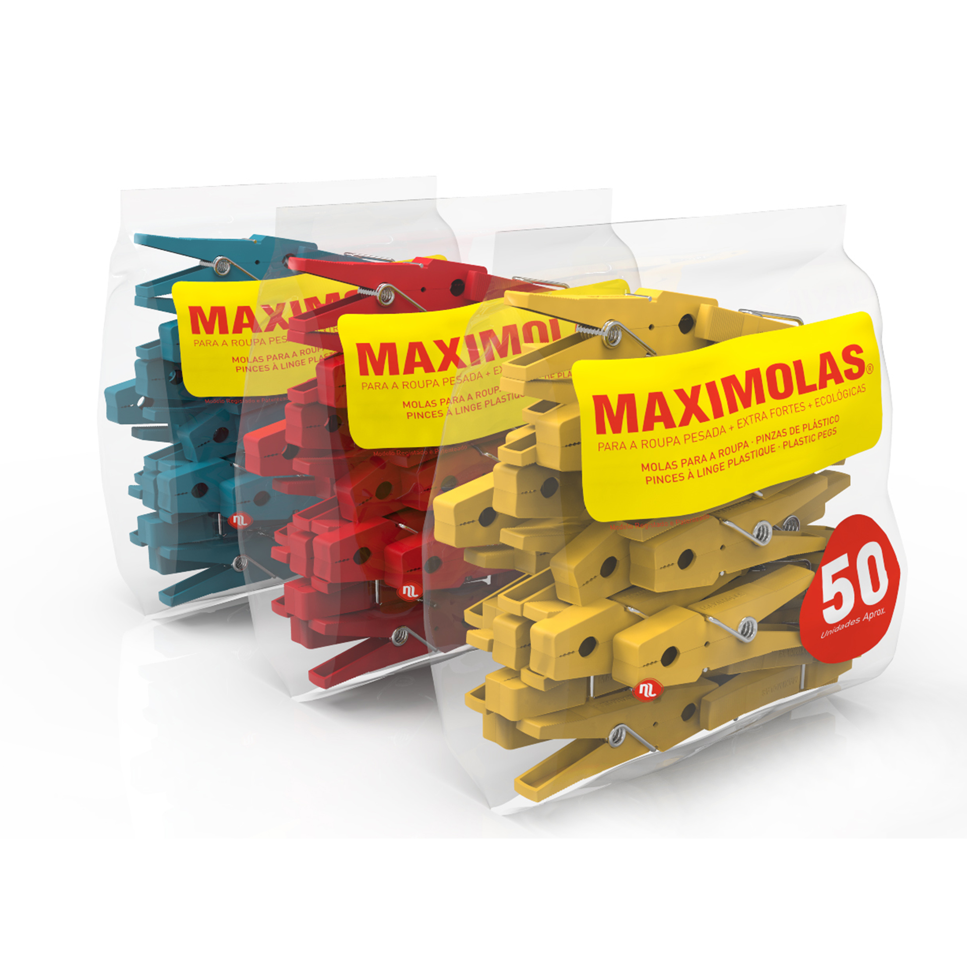 Molas Plástico Para Roupa 75 MM 50 UN MAXIMOLAS
