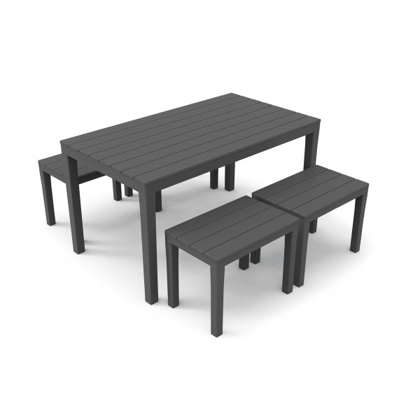 CONJUNTO SAMOA MESA+4 BANCOS ANTRACITE
