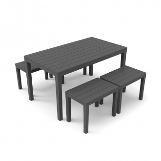 CONJUNTO SAMOA MESA+4 BANCOS ANTRACITE