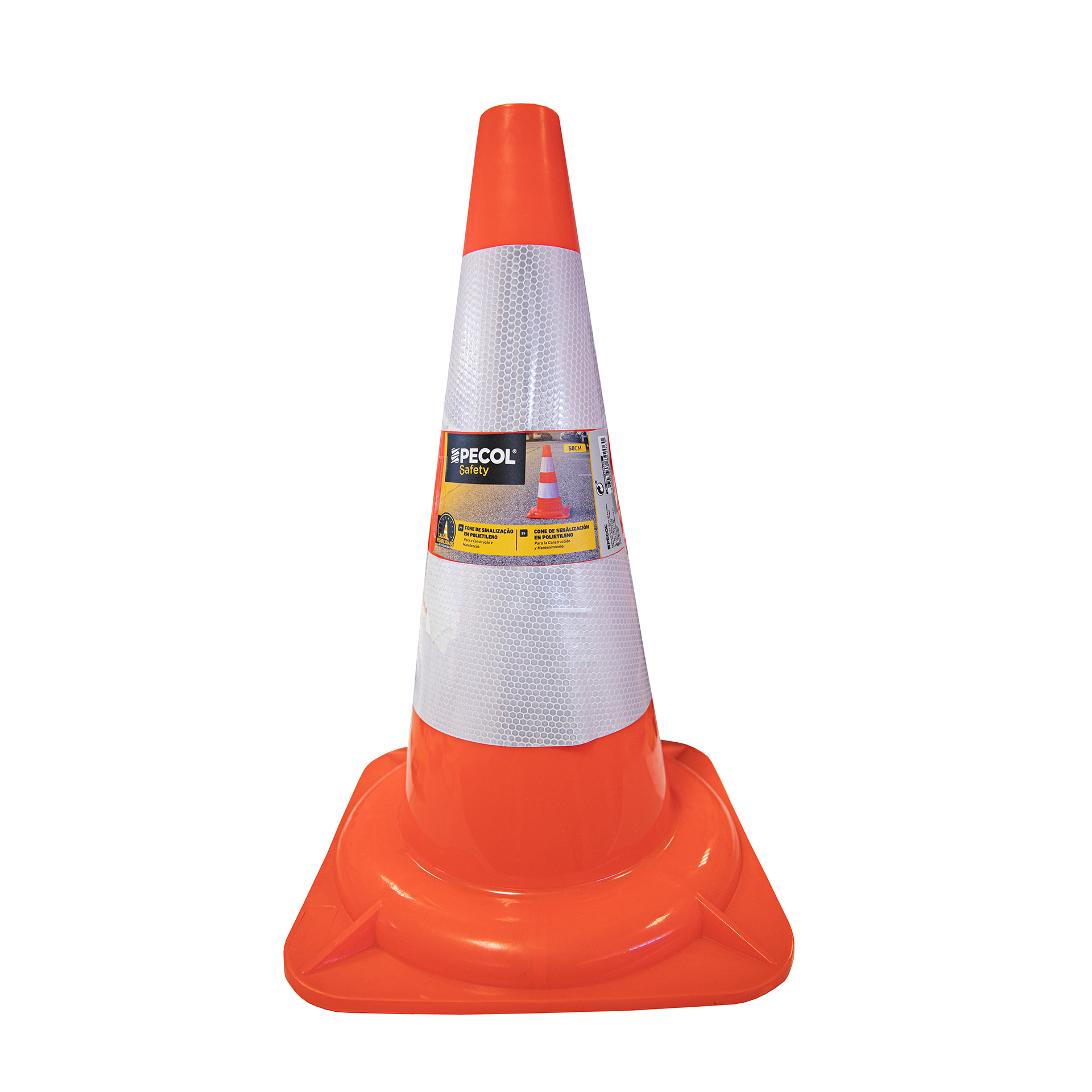 Cone Sinalizador Branco/Vermelho 50 CM CLS